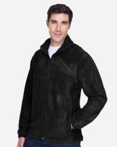 Harriton M990T Men’s Tall Full-Zip Fleece – Black (on model side)
