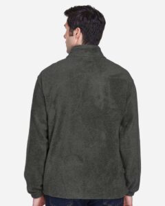 Harriton M990T Men’s Tall Full-Zip Fleece – Charcoal (on model back)
