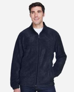 Harriton M990T Men’s Tall Full-Zip Fleece – Navy (on model)