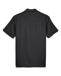 Harriton M575 Men’s Two-Tone Camp Shirt – Black/ Cream (back)