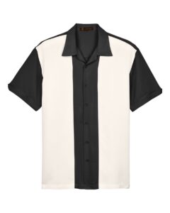 Harriton M575 Men’s Two-Tone Camp Shirt – Black/ Cream