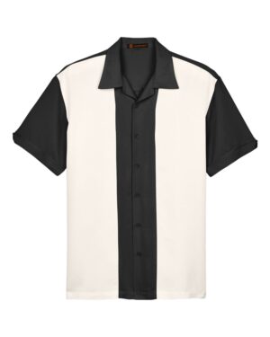 Harriton M575 Men’s Two-Tone Camp Shirt – Black/ Cream