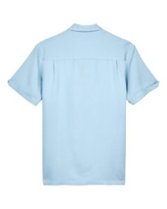 Harriton M575 Men’s Two-Tone Camp Shirt – Cloud Blue/ Cream (back)