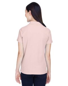 Harriton M280W Women’s Blend-Tek™ Polo – Blush (on model back)