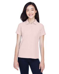 Harriton M280W Women’s Blend-Tek™ Polo – Blush (on model)