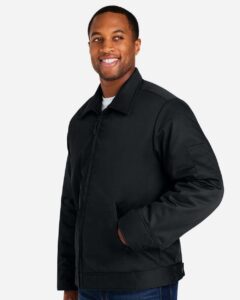 Harriton M721T Unisex Tall ClimaBloc® Station Jacket – Black (on model side)