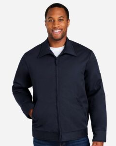 Harriton M721T Unisex Tall ClimaBloc® Station Jacket – Dark Navy (on model)