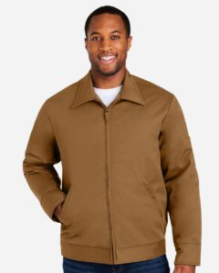 Harriton M721T Unisex Tall ClimaBloc® Station Jacket – Duck Brown (on model)