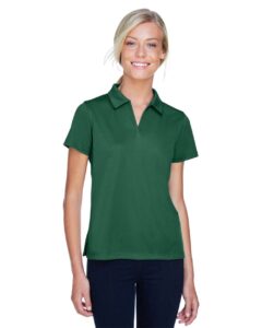 Harriton M353W Women’s Double Mesh Polo – Dark Green (on model)