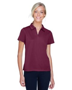 Harriton M353W Women’s Double Mesh Polo – Maroon (on model)