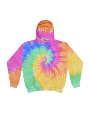 Colortone 8888 Unisex Tie-Dyed Full-Zip Hooded Sweatshirt