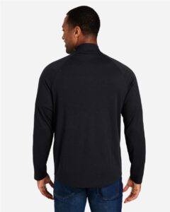 CORE365 CE418 Men’s Origin Performance Pique Quarter-Zip Pullover – Black/ Carbon (on model back)