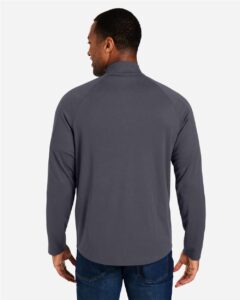 CORE365 CE418 Men’s Origin Performance Pique Quarter-Zip Pullover – Carbon/ Black (on model back)