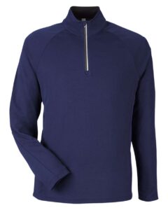CORE365 CE418 Men’s Origin Performance Pique Quarter-Zip Pullover – Classic Navy Heather/ Carbon