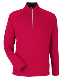 CORE365 CE418 Men’s Origin Performance Pique Quarter-Zip Pullover – Classic Red/ Carbon