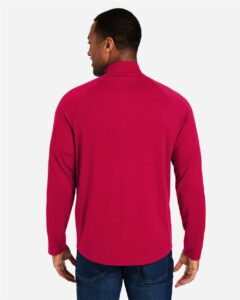 CORE365 CE418 Men’s Origin Performance Pique Quarter-Zip Pullover – Classic Red/ Carbon (on model back)