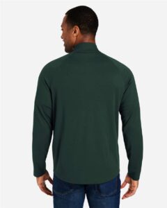 CORE365 CE418 Men’s Origin Performance Pique Quarter-Zip Pullover – Forest/ Carbon (on model back)