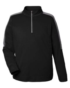 CORE365 CE404 Men’s Market Snag Protect Mesh Colorblock Quarter-Zip Pullover – Black/ Carbon