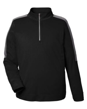 CORE365 CE404 Men’s Market Snag Protect Mesh Colorblock Quarter-Zip Pullover – Black/ Carbon