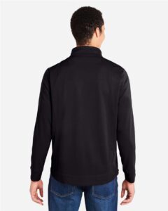 CORE365 CE404 Men’s Market Snag Protect Mesh Colorblock Quarter-Zip Pullover – Black/ Carbon (on model back)