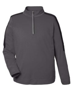 CORE365 CE404 Men’s Market Snag Protect Mesh Colorblock Quarter-Zip Pullover – Carbon/ Black