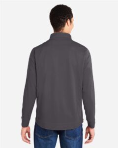 CORE365 CE404 Men’s Market Snag Protect Mesh Colorblock Quarter-Zip Pullover – Carbon/ Black (on model back)