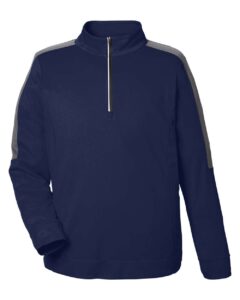 CORE365 CE404 Men’s Market Snag Protect Mesh Colorblock Quarter-Zip Pullover – Classic Navy Heather/ Carbon