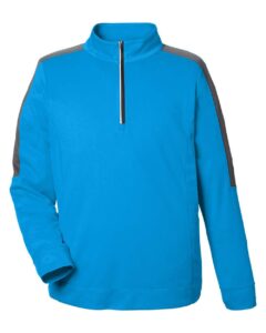 CORE365 CE404 Men’s Market Snag Protect Mesh Colorblock Quarter-Zip Pullover – Electric Blue/ Carbon