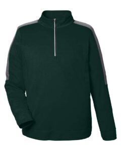 CORE365 CE404 Men’s Market Snag Protect Mesh Colorblock Quarter-Zip Pullover – Forest/ Carbon