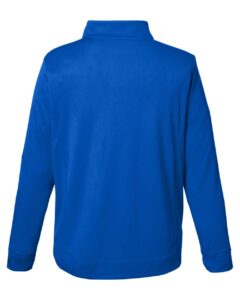 CORE365 CE404 Men’s Market Snag Protect Mesh Colorblock Quarter-Zip Pullover – True Royal/ Carbon (back)