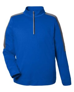 CORE365 CE404 Men’s Market Snag Protect Mesh Colorblock Quarter-Zip Pullover – True Royal/ Carbon