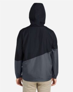 CORE365 CE710 Unisex Techno Lite Colorblock Windbreaker – Black/ Carbon (on model back)