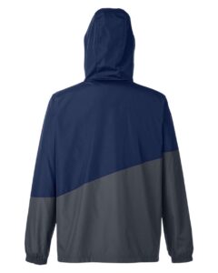 CORE365 CE710 Unisex Techno Lite Colorblock Windbreaker – Classic Navy Heather/ Carbon (back)