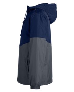 CORE365 CE710 Unisex Techno Lite Colorblock Windbreaker – Classic Navy Heather/ Carbon (side)