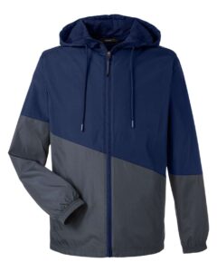CORE365 CE710 Unisex Techno Lite Colorblock Windbreaker – Classic Navy Heather/ Carbon