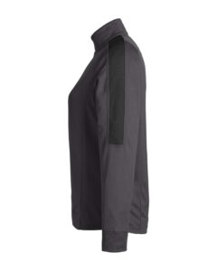 CORE365 CE404W Women’s Market Snag Protect Mesh Colorblock Quarter-Zip Pullover – Carbon/ Black (side)