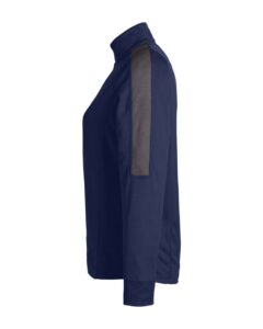 CORE365 CE404W Women’s Market Snag Protect Mesh Colorblock Quarter-Zip Pullover – Classic Navy Heather/ Carbon (side)
