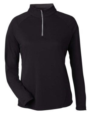 CORE365 CE418W Women’s Origin Performance Pique Quarter-Zip Pullover – Black/ Carbon