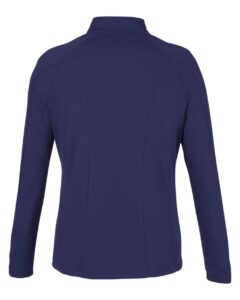 CORE365 CE418W Women’s Origin Performance Pique Quarter-Zip Pullover – Classic Navy Heather/ Carbon (back)