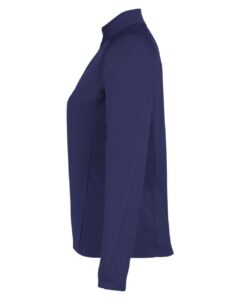 CORE365 CE418W Women’s Origin Performance Pique Quarter-Zip Pullover – Classic Navy Heather/ Carbon (side)