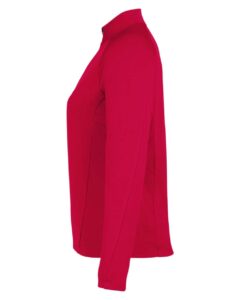 CORE365 CE418W Women’s Origin Performance Pique Quarter-Zip Pullover – Classic Red/ Carbon (side)