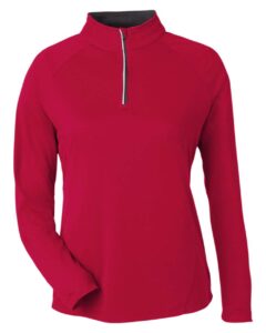 CORE365 CE418W Women’s Origin Performance Pique Quarter-Zip Pullover – Classic Red/ Carbon