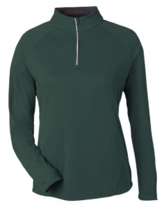 CORE365 CE418W Women’s Origin Performance Pique Quarter-Zip Pullover – Forest/ Carbon