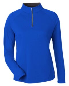 CORE365 CE418W Women’s Origin Performance Pique Quarter-Zip Pullover – True Royal/ Carbon