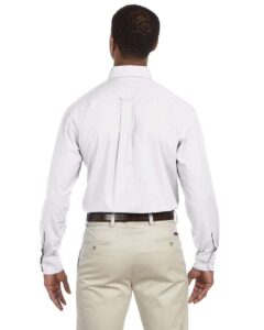 Harriton M510T Men’s Tall Essential Poplin – White (on model back)