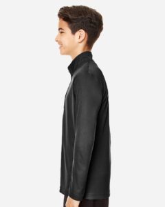 Team 365 TT31Y Youth Zone Performance Quarter-Zip Pullover – Black (on model side)