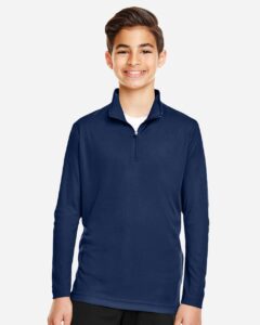 Team 365 TT31Y Youth Zone Performance Quarter-Zip Pullover – Sport Dark Navy (on model)