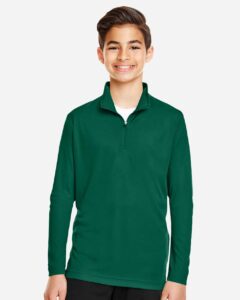 Team 365 TT31Y Youth Zone Performance Quarter-Zip Pullover – Sport Forest (on model)