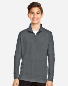 Team 365 TT31Y Youth Zone Performance Quarter-Zip Pullover – Sport Graphite (on model)