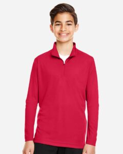 Team 365 TT31Y Youth Zone Performance Quarter-Zip Pullover – Sport Red (on model)